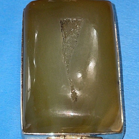 Sterling Triple Citrine Druzy Pendant Necklace. Hinged. Auspicious. Artist made - Picture 4 of 15